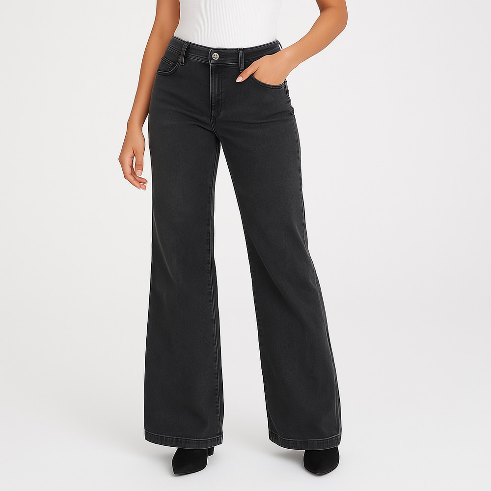 Dereon Pants Women's Size 5/6‎ Faded Black Wide-Leg Jeans Streetwear Relaxed